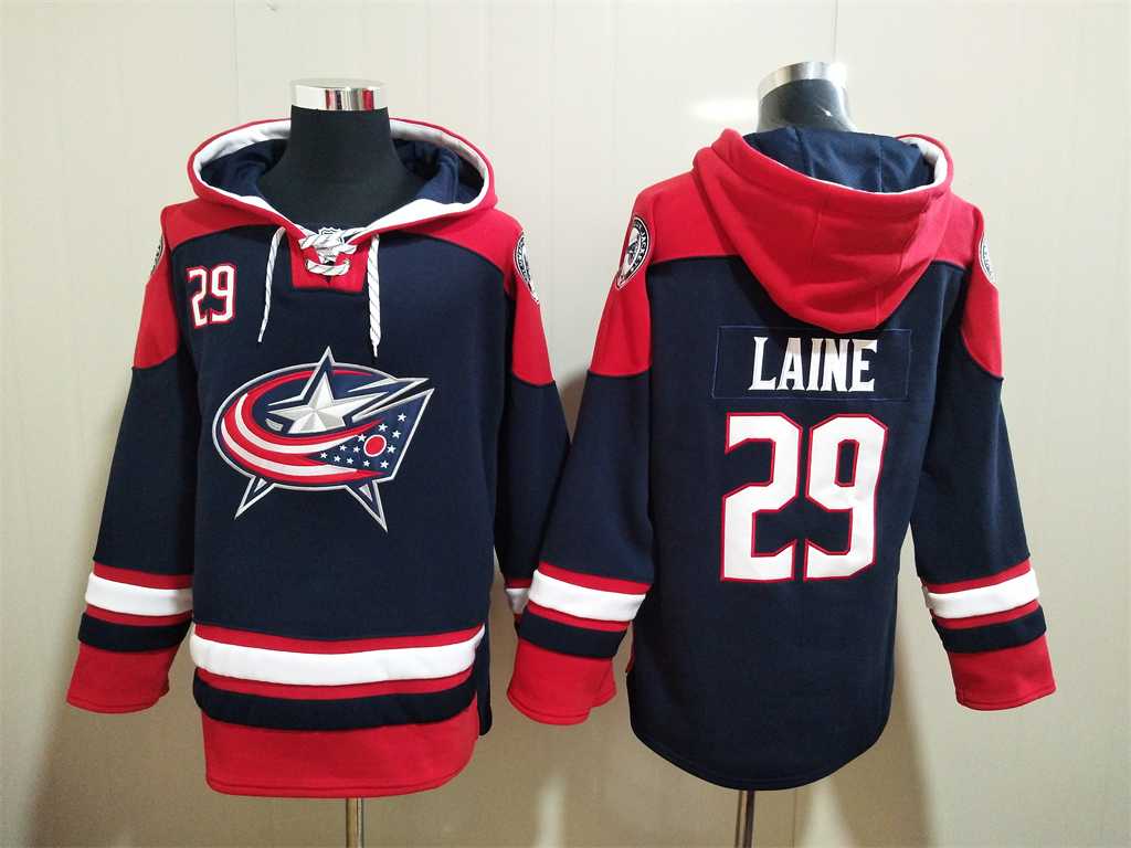Blue Jackets 29 Laine Navy Blue All Stitched Sweatshirt Hoodie,We sell and wholesale Blue Jackets 29 Laine Navy Blue All Stitched Sweatshirt Hoodie on line form chian!